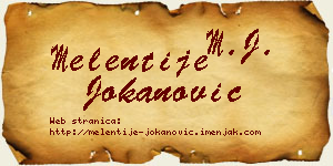 Melentije Jokanović vizit kartica